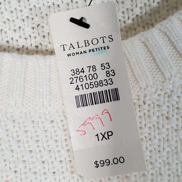 Talbots Women Faux Blouse Sweater Size 1X Petite Preppy Office Knit Classic - Picture 5 of 12